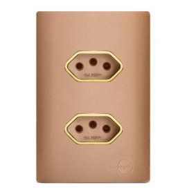 Conjunto Tomada Dupla 10A + 20A 4x2 - Novara Ouro Rose Gold